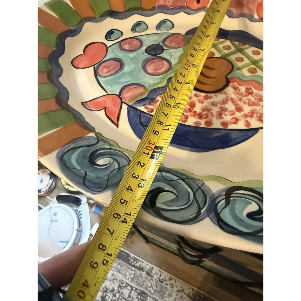 Vicki Carroll Studio Hand Painted Fish Platter 19.5